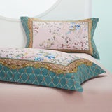 Anne Hybrid Floral And Diamond Printed Silky Egyptian Cotton Duvet Cover Set