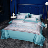 Aurelie Ocean Inspired Printed Silky Egyptian Cotton Duvet Cover Set