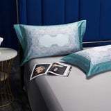 Aurelie Ocean Inspired Printed Silky Egyptian Cotton Duvet Cover Set