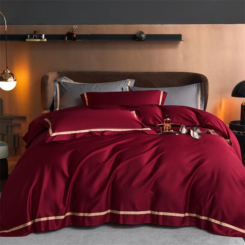 Karine Modern Seamless Solid Egyptian Cotton Duvet Cover Set Duvet Cover Set - Venetto Design Burgundy / Double / Flat Sheet Venettodesign.com