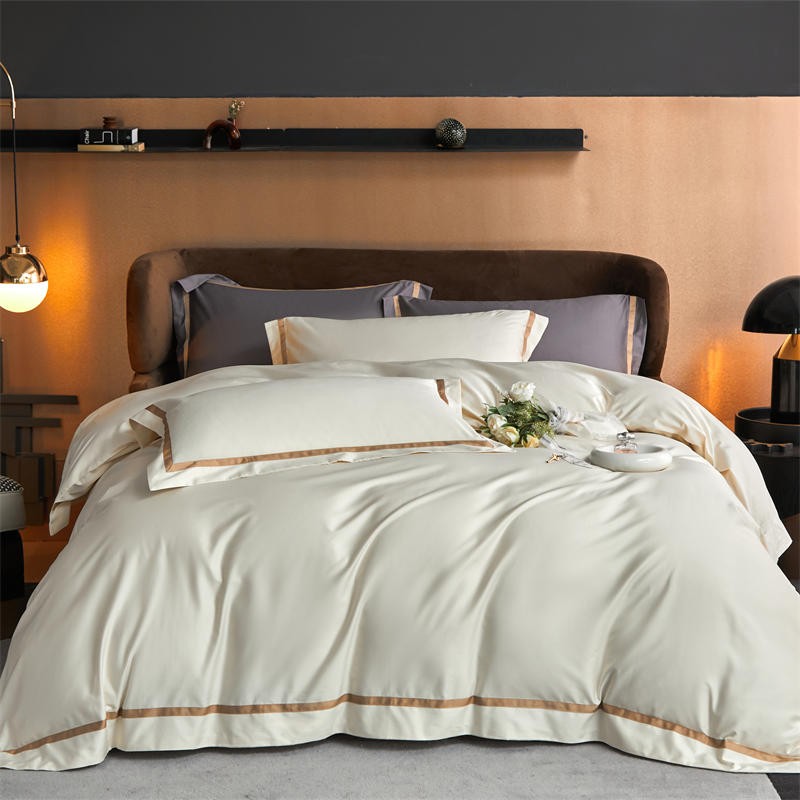 Karine Modern Seamless Solid Egyptian Cotton Duvet Cover Set Duvet Cover Set - Venetto Design Beige / Double / Fitted Sheet Venettodesign.com