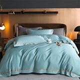 Karine Modern Seamless Solid Egyptian Cotton Duvet Cover Set Duvet Cover Set - Venetto Design Light blue / Double / Flat Sheet Venettodesign.com