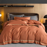 Karine Modern Seamless Solid Egyptian Cotton Duvet Cover Set Duvet Cover Set - Venetto Design Dark salmon / Double / Fitted Sheet Venettodesign.com