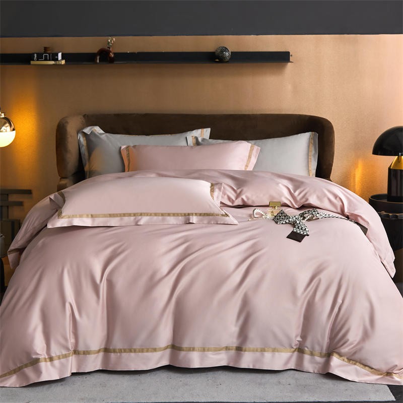 Karine Modern Seamless Solid Egyptian Cotton Duvet Cover Set Duvet Cover Set - Venetto Design Light Pink / Double / Fitted Sheet Venettodesign.com