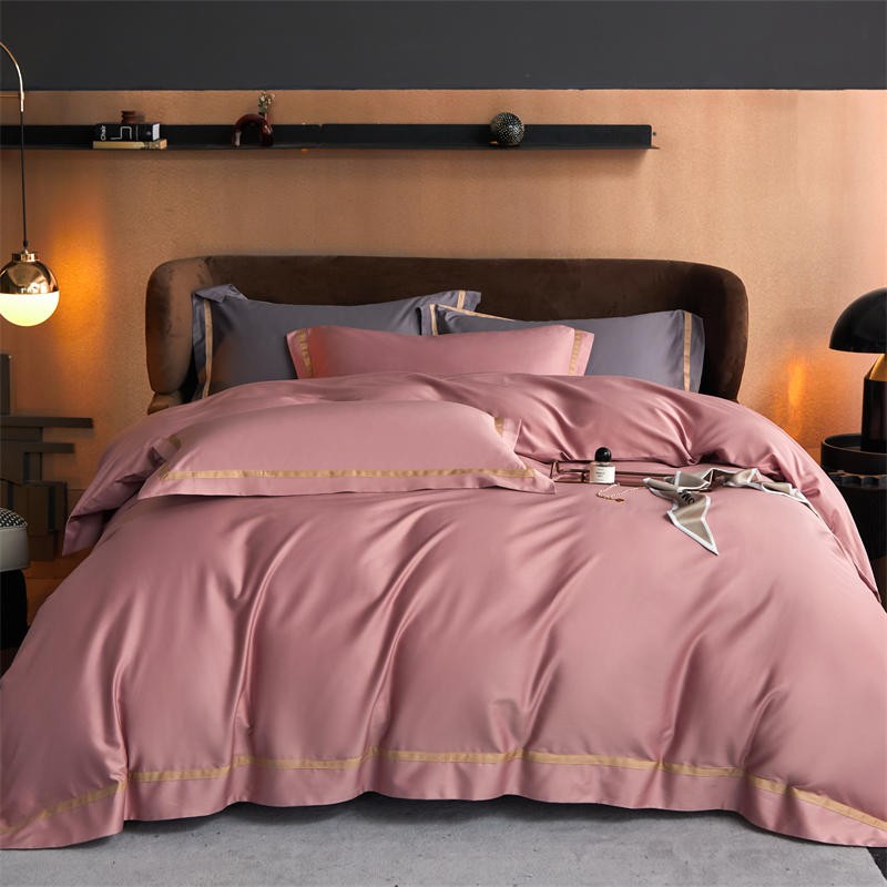 Karine Modern Seamless Solid Egyptian Cotton Duvet Cover Set Duvet Cover Set - Venetto Design Pastel Pink / Double / Flat Sheet Venettodesign.com