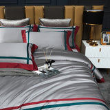 Julija Modern Contrasting Two Stripe Egyptian Cotton Duvet Cover Set