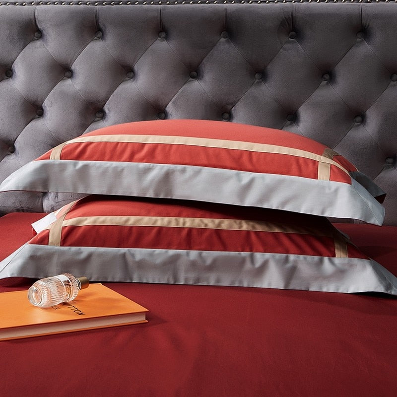 Julija Modern Contrasting Two Stripe Egyptian Cotton Duvet Cover Set