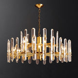 BONNINGTOD Crystal Round Chandelier 24" For Living Room Dining room