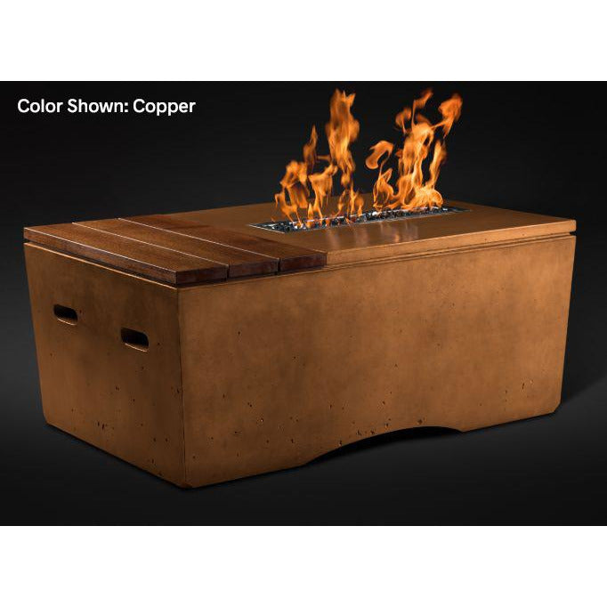 Slick Rock Concrete Oasis Series 48-Inch Rectangle Fire Table KOF48 Fire Pit Slick Rock Concrete Electronic Ignition Propane Copper