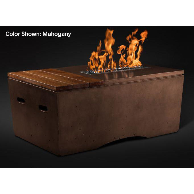 Slick Rock Concrete Oasis Series 48-Inch Rectangle Fire Table KOF48 Fire Pit Slick Rock Concrete Electronic Ignition Propane Mahogany