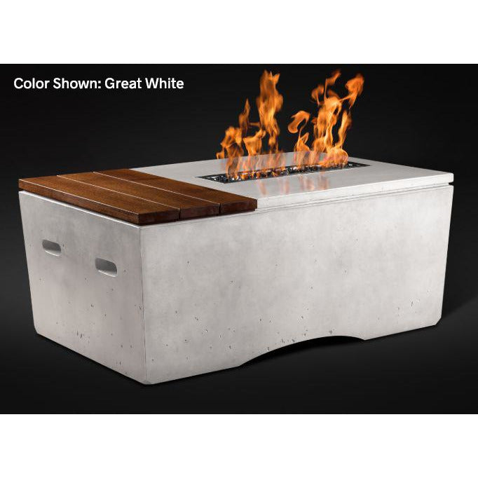 Slick Rock Concrete Oasis Series 48-Inch Rectangle Fire Table KOF48 Fire Pit Slick Rock Concrete Electronic Ignition Propane White