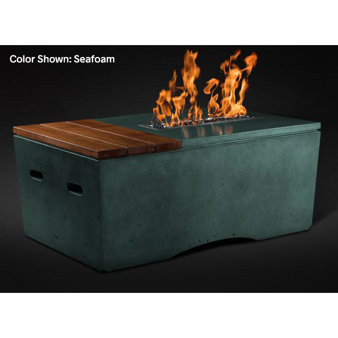 Slick Rock Concrete Oasis Series 48-Inch Rectangle Fire Table KOF48 Fire Pit Slick Rock Concrete Electronic Ignition Propane Seafoam