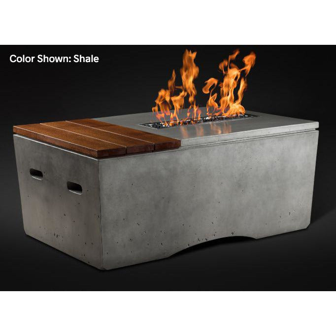 Slick Rock Concrete Oasis Series 48-Inch Rectangle Fire Table KOF48 Fire Pit Slick Rock Concrete Electronic Ignition Propane Shale