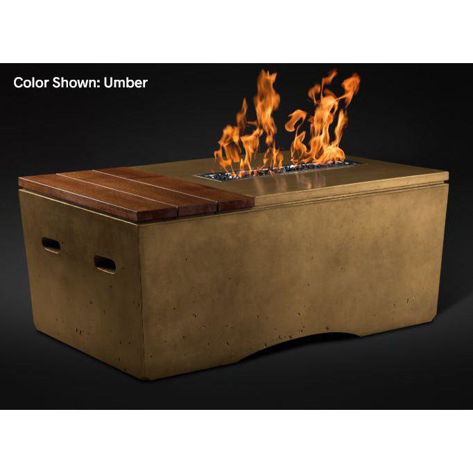 Slick Rock Concrete Oasis Series 48-Inch Rectangle Fire Table KOF48 Fire Pit Slick Rock Concrete Electronic Ignition Propane Umber