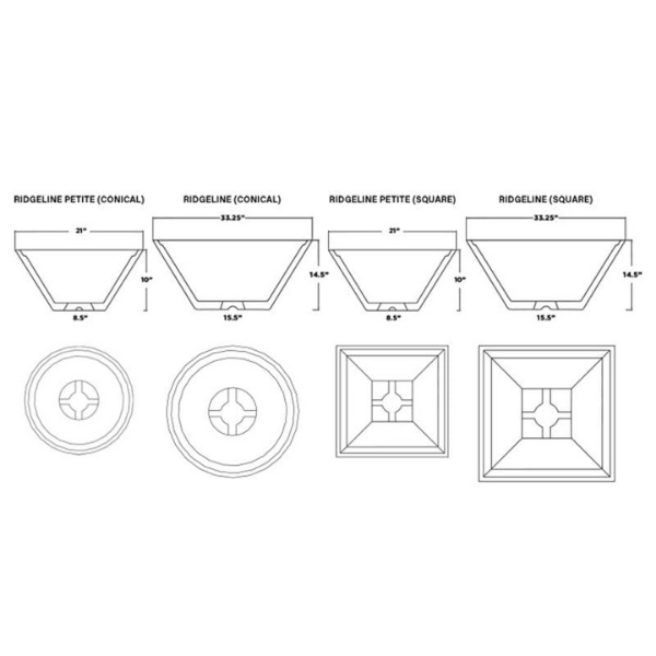 Slick Rock Concrete Ridgeline Series 22-Inch Square Fire Pit KRL22S