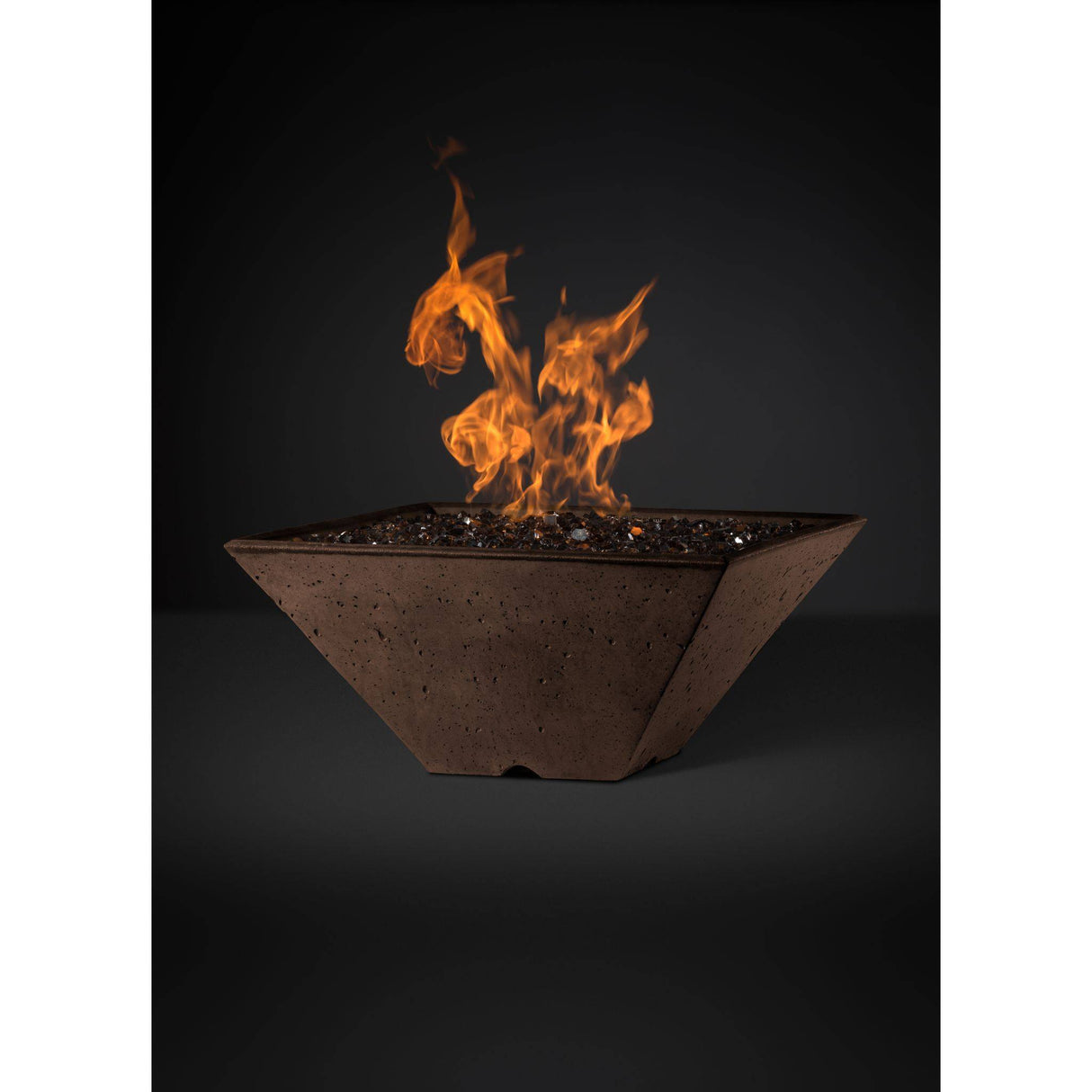 Slick Rock Concrete Ridgeline Series 34-Inch Square Fire Pit KRL34S Fire Pit Slick Rock Concrete Electronic Ignition Propane Mahogany